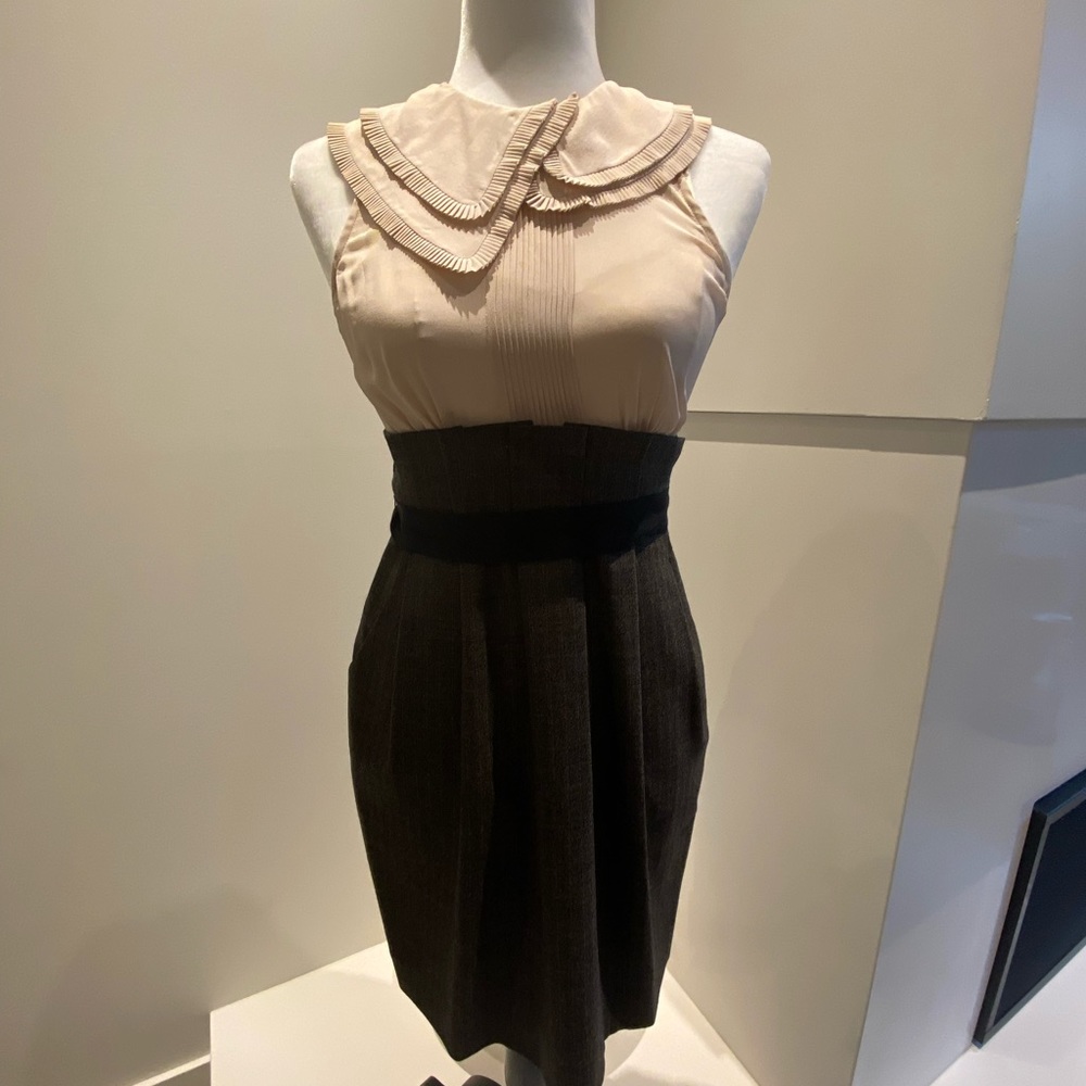 BCBG cream and black cocktail dress